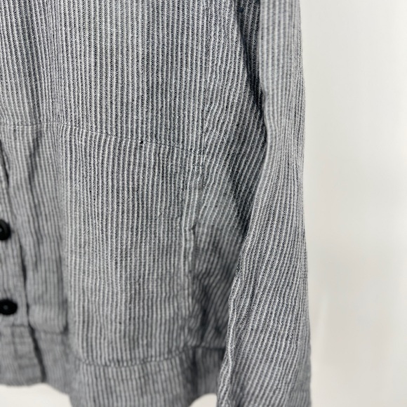 Flax 100% Linen Stripe Buttoned Blouse Jacket Size 1G- 20/22 - Picture 4 of 7